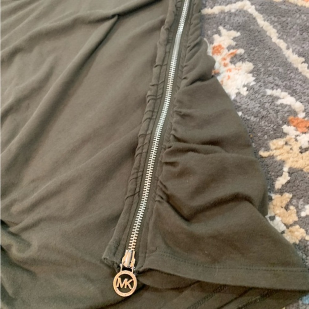 MICHAEL KORS Army Green Scooped Neck Cinched & Zippered LS‎ Women’s Size L - Picture 4 of 7